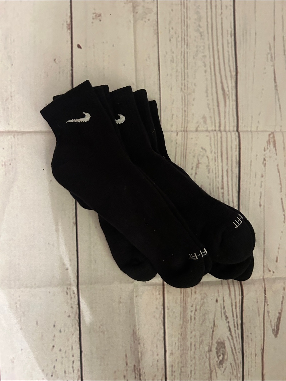 Nike Black Low-Cut Athletic Socks with White Swoosh - Men’s